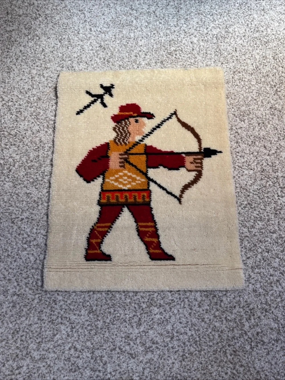 Vintage Archer Wall Art Wool Rug tapestry zodiac Sagittarius collectible